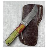 Damascus Steel Fixed Talon Blade Knife w/ Sheath