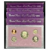 1989-1992 US Proof Coin Sets (4)