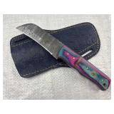 Damascus Steel Fixed Talon Blade Knife w/ Sheath
