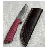 Damascus Steel Fixed Blade Knife w/ Sheath