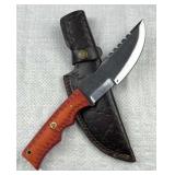 Lg. Handmade Steel Fixed Hunting Knife w/ Sheath