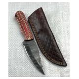 Damascus Steel Fixed Blade Knife w/ Sheath