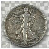 1934-S Walking Liberty Silver Half Dollar, 90%