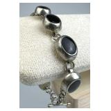 925 Silver Mexico Black Onyx Inlay Oval Toggle