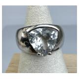 925 Silver Trillion Cut White Topaz Band Ring