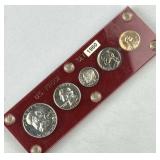 1960 Silver US Proof Coin Set, 90% Half, 25c, 10c