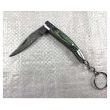 Damascus Steel Folding Blade Keychain Knife