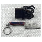 Damascus Steel Mini Keychain Knife w/ Sheath
