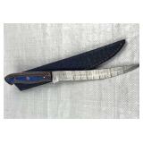Damascus Steel Long Fillet Knife w/ Sheath