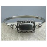 925 Silver Rectangular Bar Front Clasp Bangle