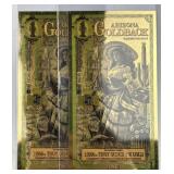 (2) Arizona 1 Goldbacks 1/1000th Ozt. 24K Each