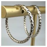 925 Silver Diamond Cut Hoop Earrings