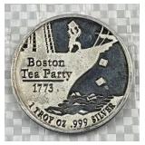 1oz Silver Boston Tea Party Round .999 Fine