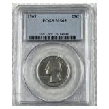 1969 Silver Washington Quarter, PCGS MS65