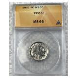 1937 Buffalo Nickel, ANACS MS66