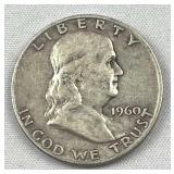 1960-D Franklin Silver Half Dollar, US 90%