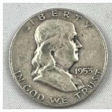 1953-D Franklin Silver Half Dollar, US 90%