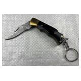 Damascus Steel Folding Blade Keychain Knife