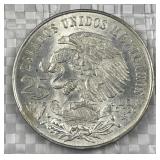 1968 Silver Mexico Olympics 25 pesos Coin