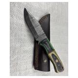 Damascus Steel Fixed Blade Knife w/ Sheath