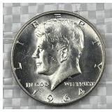 1964-D JFK 90% Silver Half Dollar, US 50c Coin
