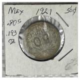1921 Mexico 50 Centavos Silver