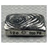 57g Silver Hand Poured Bar .999 CW