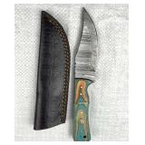 Damascus Steel Fixed Blade Knife w/ Sheath