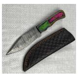 Damascus Steel Fixed Blade Knife w/ Sheath