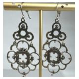 925 Silver Israel Large Open Scrollwork Dangle Ear