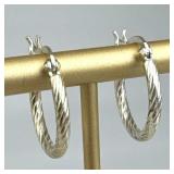 925 Silver Click Top Silver Twisted Rope Hoops
