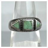 925 Silver Southwestern Green Turquoise Ring