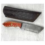 Damascus Steel Fixed Blade Knife w/ Sheath