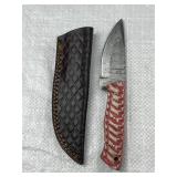 Damascus Steel Fixed Blade Knife w/ Sheath