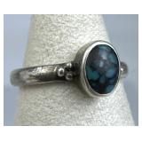 925 Silver Petite Solitaire Bisbee Turquoise Ring