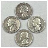 (4) 1932-64 Washington Silver Quarters, US 90%