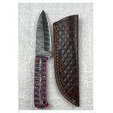 Damascus Steel Fixed Blade Knife w/ Sheath