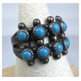 925 Silver Bell Trading Post Double Row Turquoise