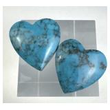 Pair of Turquoise Heart Cabochons