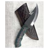 Handmade Steel Fixed Gut-Hook Knife w/ Sheath