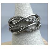 925 Silver Zirconia Criss-Cross Ring
