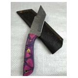 Damascus Steel Fixed Blade Knife w/ Sheath