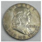 1962-D Franklin Silver Half Dollar, US 90%