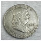 1960-D Franklin Silver Half Dollar, US 90%