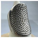 925 Silver Granulated Design Wide Concave Ring