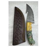 Damascus Steel Fixed Blade Knife w/ Sheath