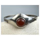 925 Silver Israel Carnelian Tension Cuff Bracelet