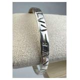 925 Silver Mexico Hand Stamped Design Bangle Brace