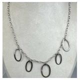 925 Silver Vintage 5 Oval Ring Chain Necklace