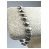 925 Silver Vintage Scallop Shell Link Bracelet